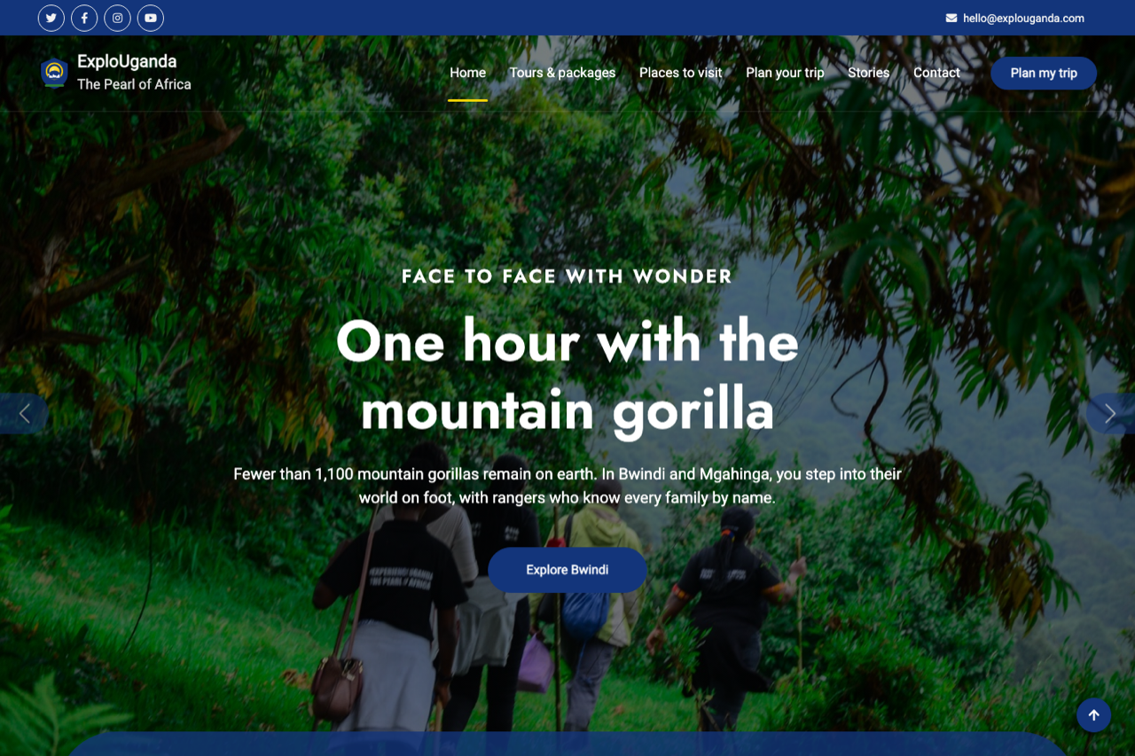 ExploUganda tourism website live preview