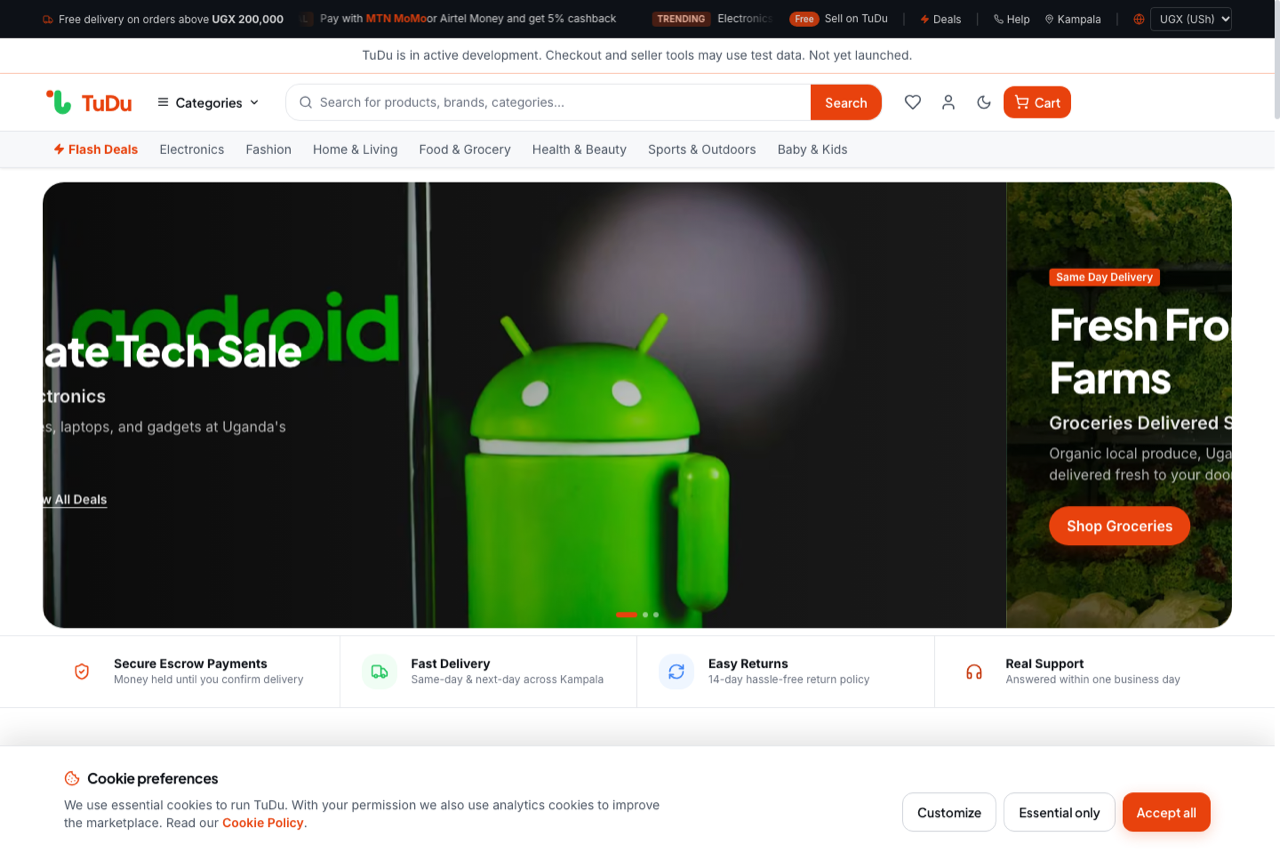 TuDu Marketplace platform live preview